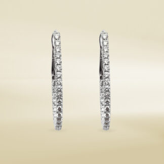18K White Gold Earrings with Round Cut Diamonds