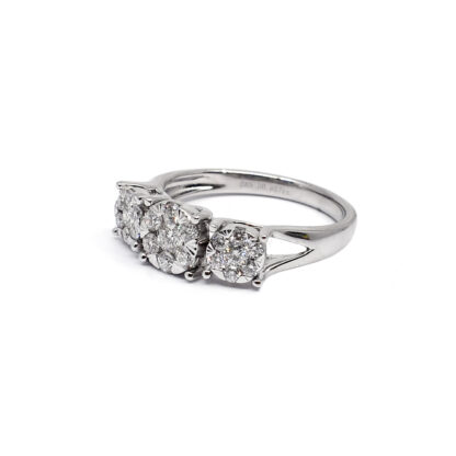 14K White Gold Ladies' Ring with Round Cut, Cluster Diamonds - Image 2