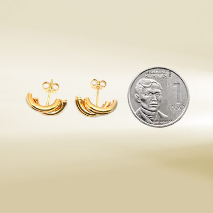 18K Yellow Gold Half Hoop Earrings - Image 2