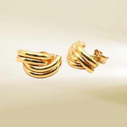 18K Yellow Gold Half Hoop Earrings - Image 3