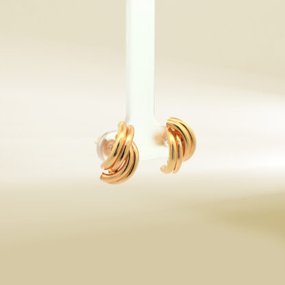 18K Yellow Gold Half Hoop Earrings - Image 4