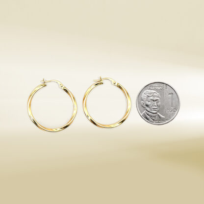 18K Yellow Gold Twisted Hoop Earrings - Image 2