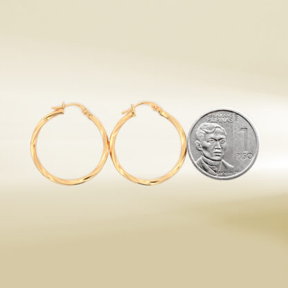 18K Yellow Gold Twisted Hoop Earrings - Image 2