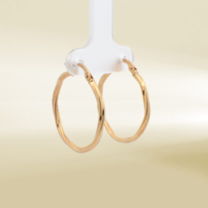 18K Yellow Gold Twisted Hoop Earrings - Image 4