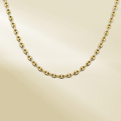 18K Yellow Gold Coffee Bean Chain Necklace - Image 2
