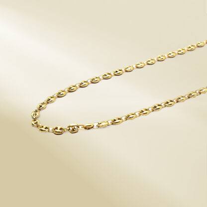 18K Yellow Gold Coffee Bean Chain Necklace - Image 4