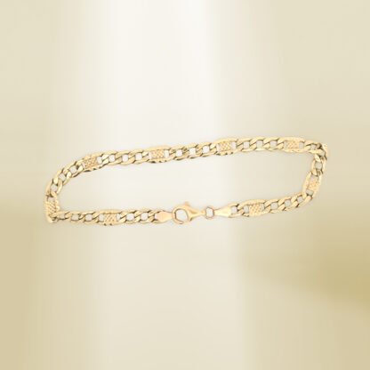 18K Yellow Gold Figaro Chain Bracelet - Image 3