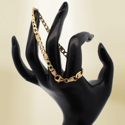 18K Yellow Gold Figaro Chain Bracelet - Image 4