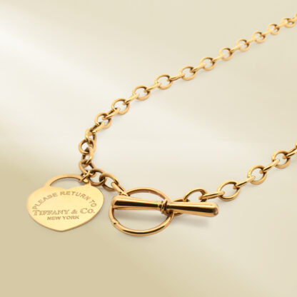 18K Yellow Gold Chunky Necklace with Brand-Inspired Heart Pendant - Image 2