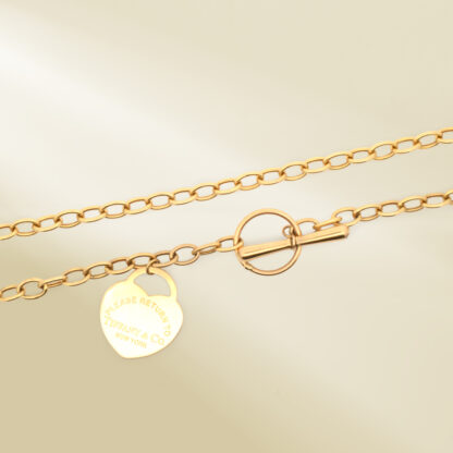 18K Yellow Gold Chunky Necklace with Brand-Inspired Heart Pendant - Image 3