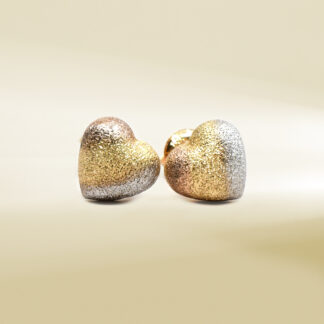 18K Two-Tone Heart Design Earrings