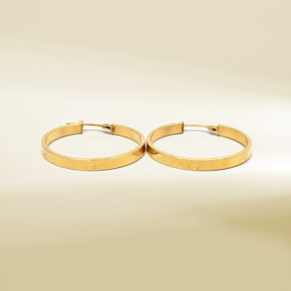 18K Yellow Gold Brand Inspired Hoop Earrings