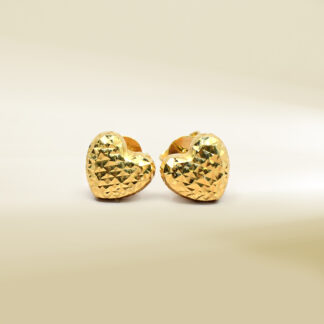 18K Yellow Gold Puffy Heart Earrings