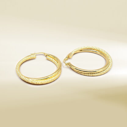 18K Yellow Gold Hoop Design Earrings - Image 3