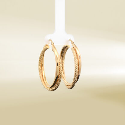 18K Yellow Gold Hoop Design Earrings - Image 4