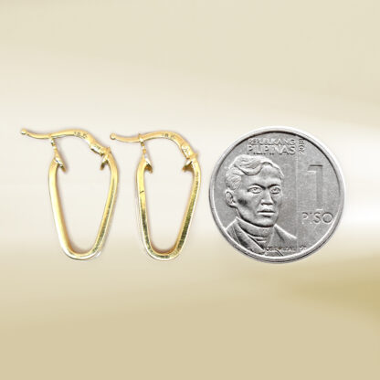 18K Two-Tone V-Shaped Hoop Design Earrings - Image 2