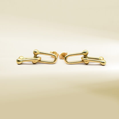 18K Yellow Gold Brand-Inpired Dangling Earrings