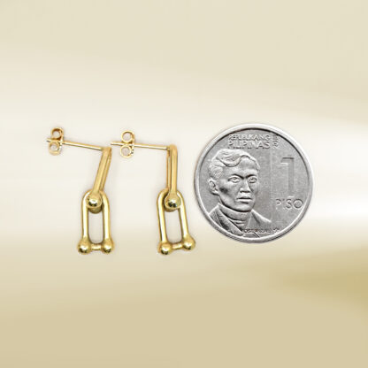 18K Yellow Gold Brand-Inpired Dangling Earrings - Image 2