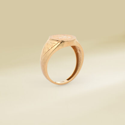 18K Yellow Gold Chinese Character Signet Design Gents' Ring - Image 3