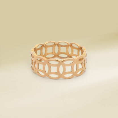 18K Yellow Gold Patterned Design Ladies' Ring - Image 2