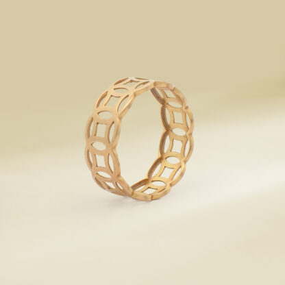 18K Yellow Gold Patterned Design Ladies' Ring - Image 3