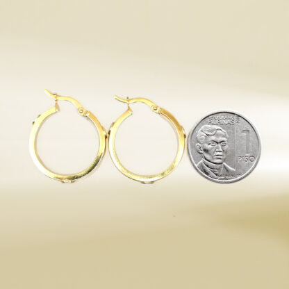 18K Two-Tone Hoop Design Earrings - Image 2