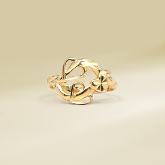 18K Yellow Gold Heart Design Ladies' Ring