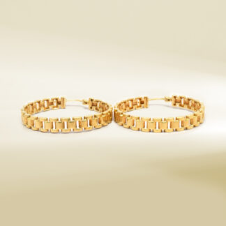 18K Yellow Gold Brand Inspired Hoop Earrings