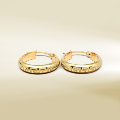 18K Yellow Gold Hoop Design Earrings