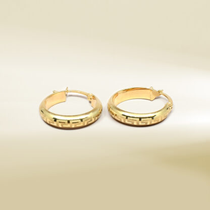 18K Yellow Gold Hoop Design Earrings - Image 3