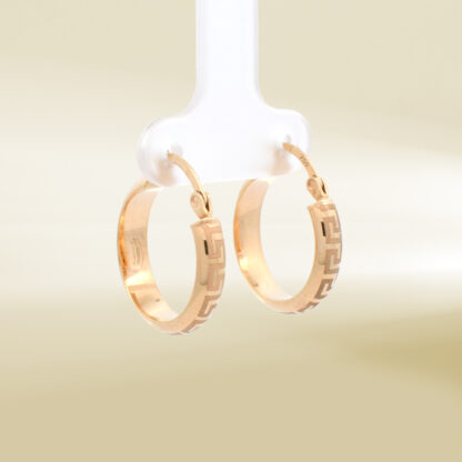 18K Yellow Gold Hoop Design Earrings - Image 4
