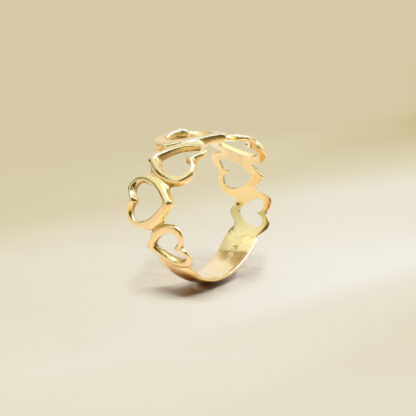 18K Yellow Gold Heart Design Ladies' Ring - Image 3