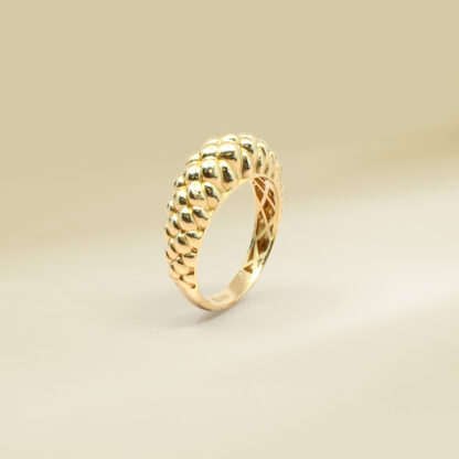 18K Yellow Gold Dragon Scaled Dome Ladies' Ring - Image 3