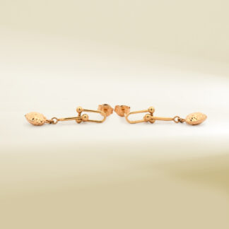 18K Yellow Gold Brand-inspired with Heart Drop Earrings