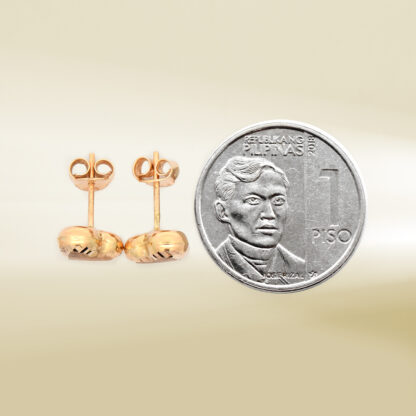 18K Yellow Gold Heart Design Earrings - Image 2