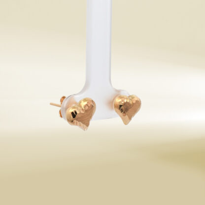 18K Yellow Gold Heart Design Earrings - Image 4