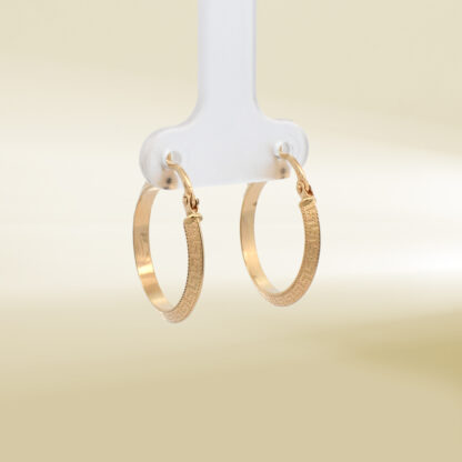 18K Yellow Gold Brand-Inspired Hoop Design Earrings - Image 4