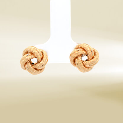 18K Yellow Gold Knot Design Earrings - Image 4