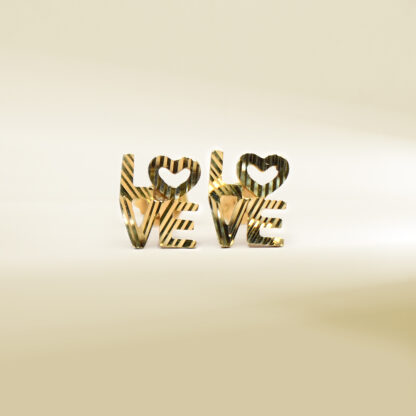 18K Yellow Gold LOVE Design Earrings