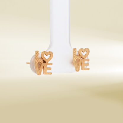 18K Yellow Gold LOVE Design Earrings - Image 4