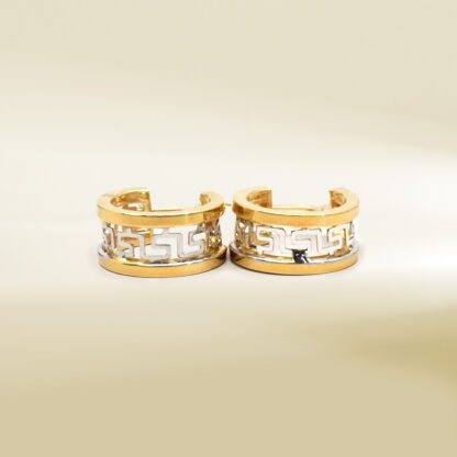 18K Two-Tone Hoop Design Earrings
