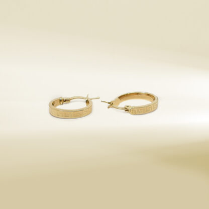 18K Yellow Gold Brand-Inspired Hoop Earrings - Image 3