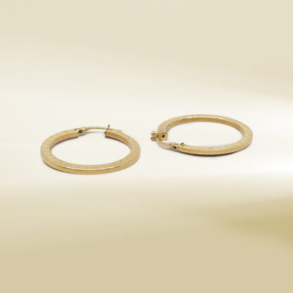 18K Yellow Gold Brand-Inspired Hoop Earrings - Image 3