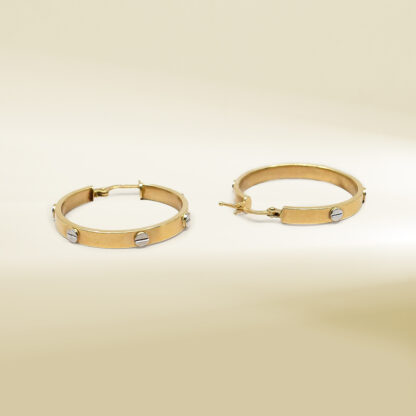 18K Two-Tone Brand-Inspired Hoop Earrings - Image 3