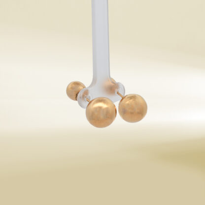 18K Yellow Gold Ball Design Earrings - Image 4