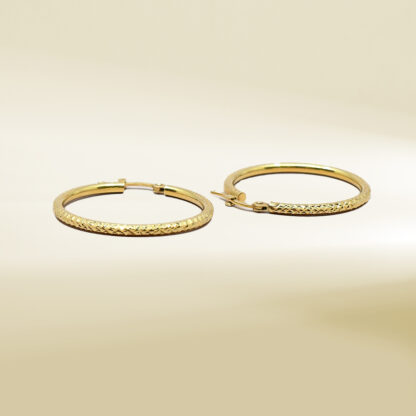 18K Yellow Gold Hoop Earrings - Image 3