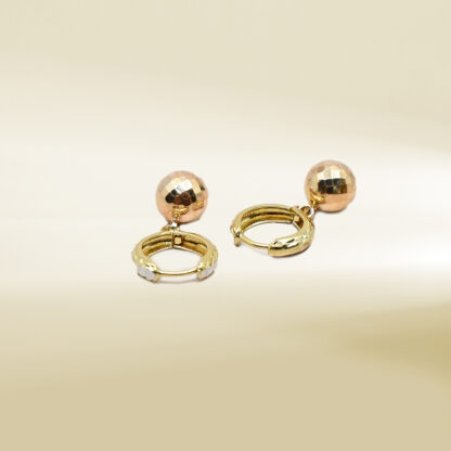 18K Tri-Color Hoop with Dangle Earrings - Image 3