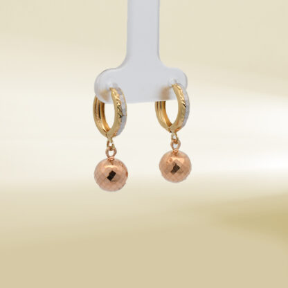 18K Tri-Color Hoop with Dangle Earrings - Image 4