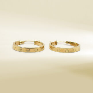 18K Yellow Gold Brand-Inspired Hoop Earrings