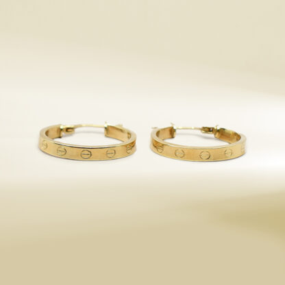 18K Yellow Gold Brand-Inspired Hoop Earrings